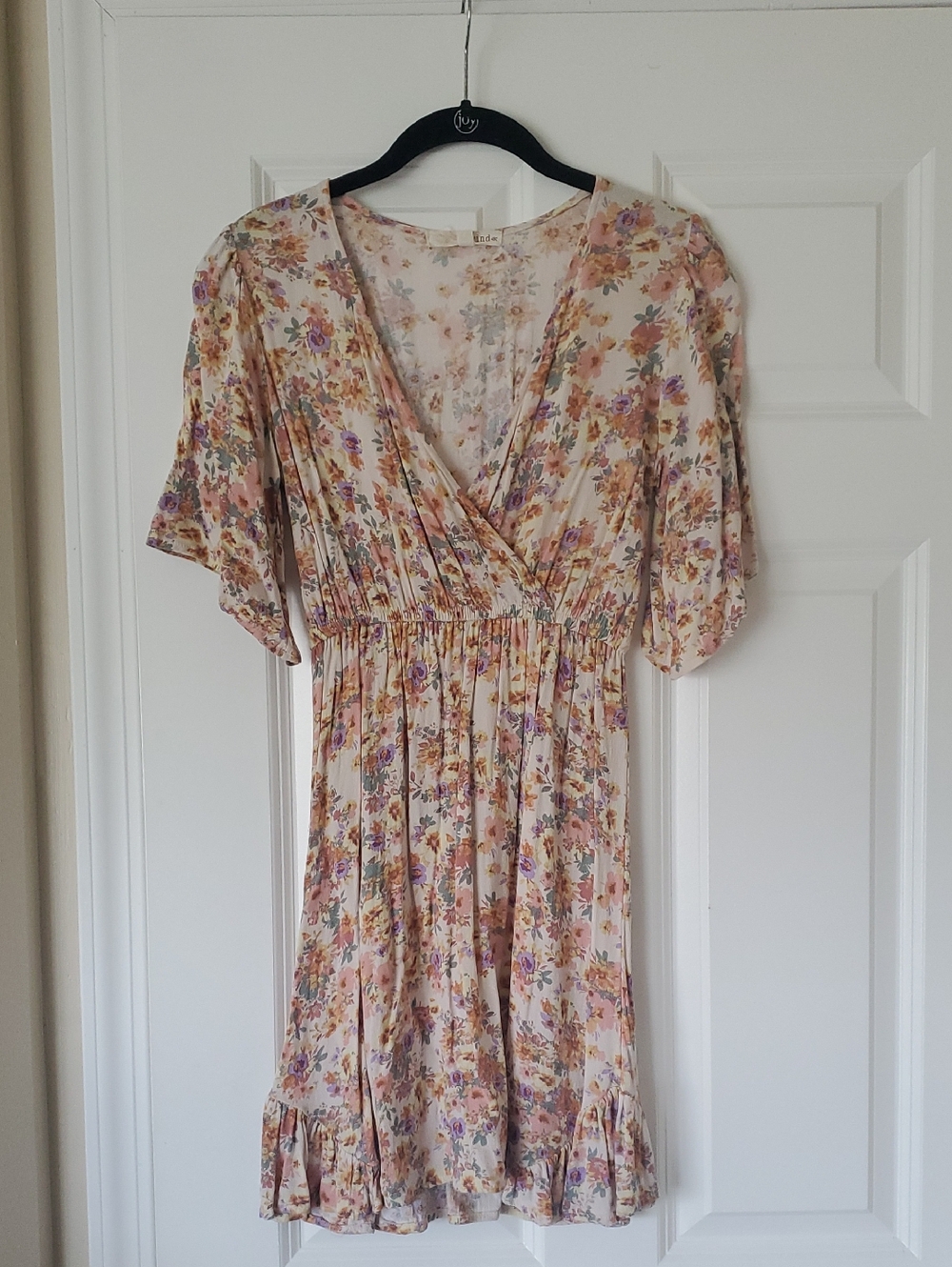 Rewind Cream Floral V-Neck Smocked Mini Dress